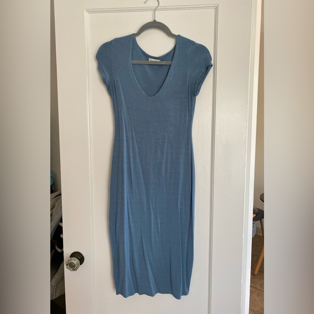 Slate blue V neck Dress